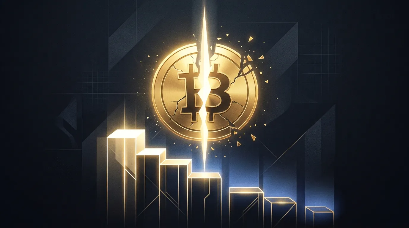 Ilustracija Bitcoin halvinga — tamnoplava pozadina sa simbolom BTC